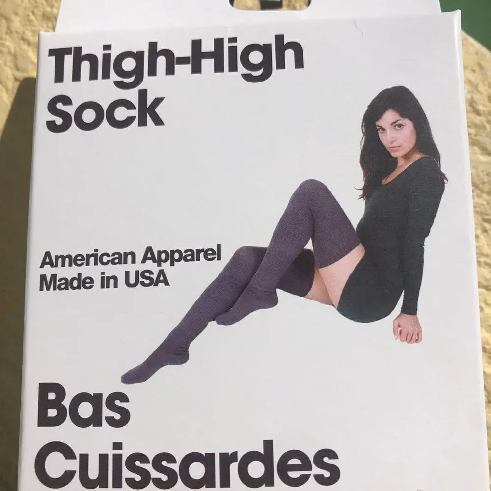 New American Apparel Black Thigh High Socks vintage original tall Y2K 2000s rare